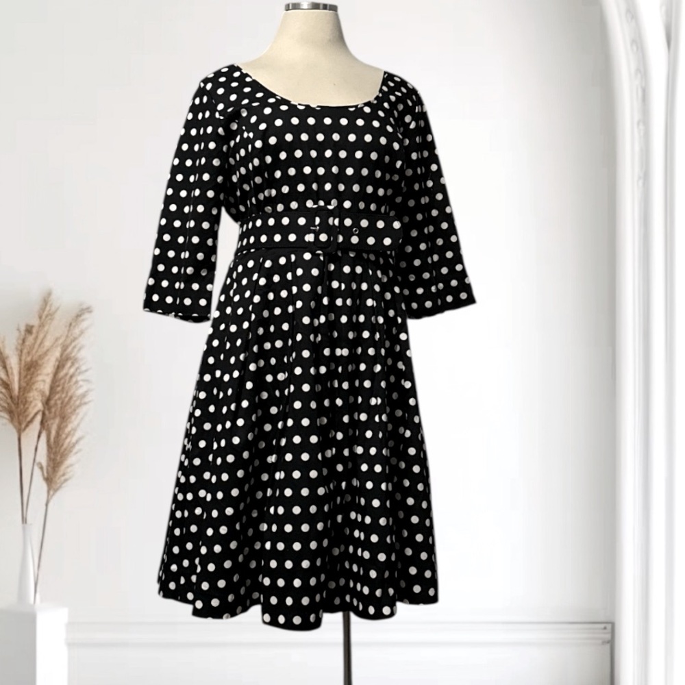 CITY CHIC  Black and White Polka Dot Half Sleeve Dress ~ Like New